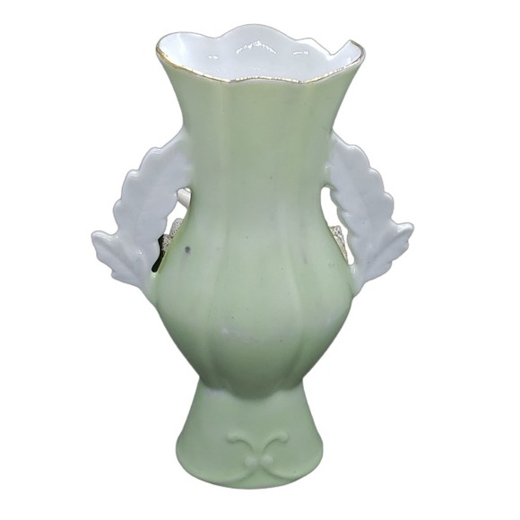 Vintage Ucago Japan Lady Ballerina Figurine Vase Green and White Lace Victorian - Picture 2 of 4